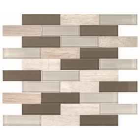 Mosaic Chenille White And Glass Blend Mix Beige/Tan Tile