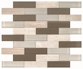 Mosaic Chenille White And Glass Blend Mix Beige/Tan Tile