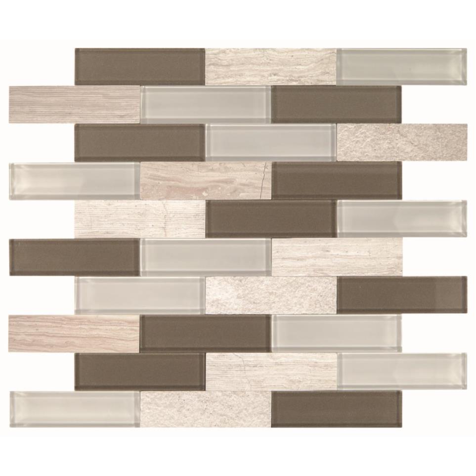 Mosaic Chenille White And Glass Blend Mix Beige/Tan Tile