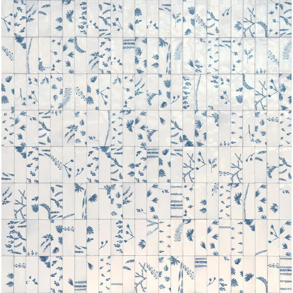 Tile Bianco Deco Leaf Glossy Blue Tile