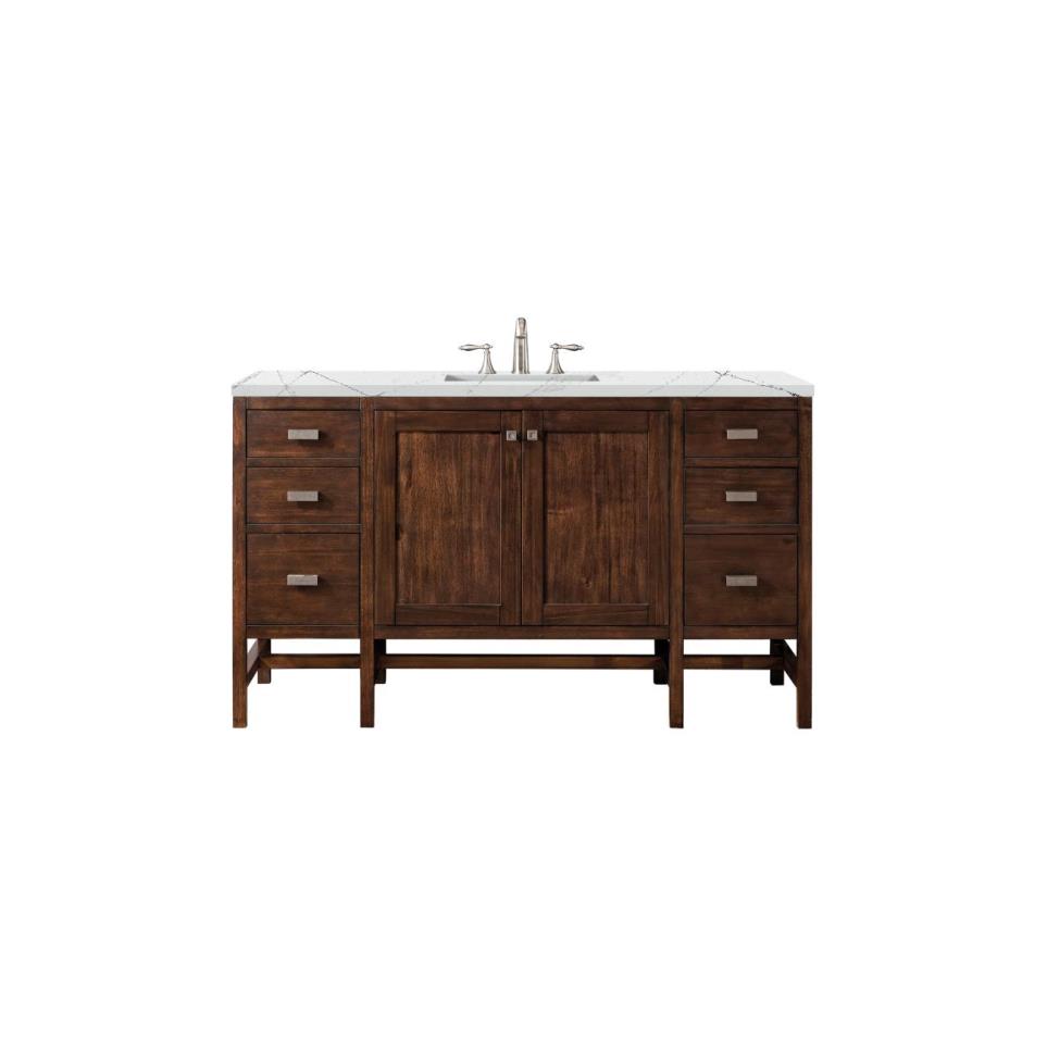 Base with Sink Top Mid Century Acacia Dark Finish Vanities