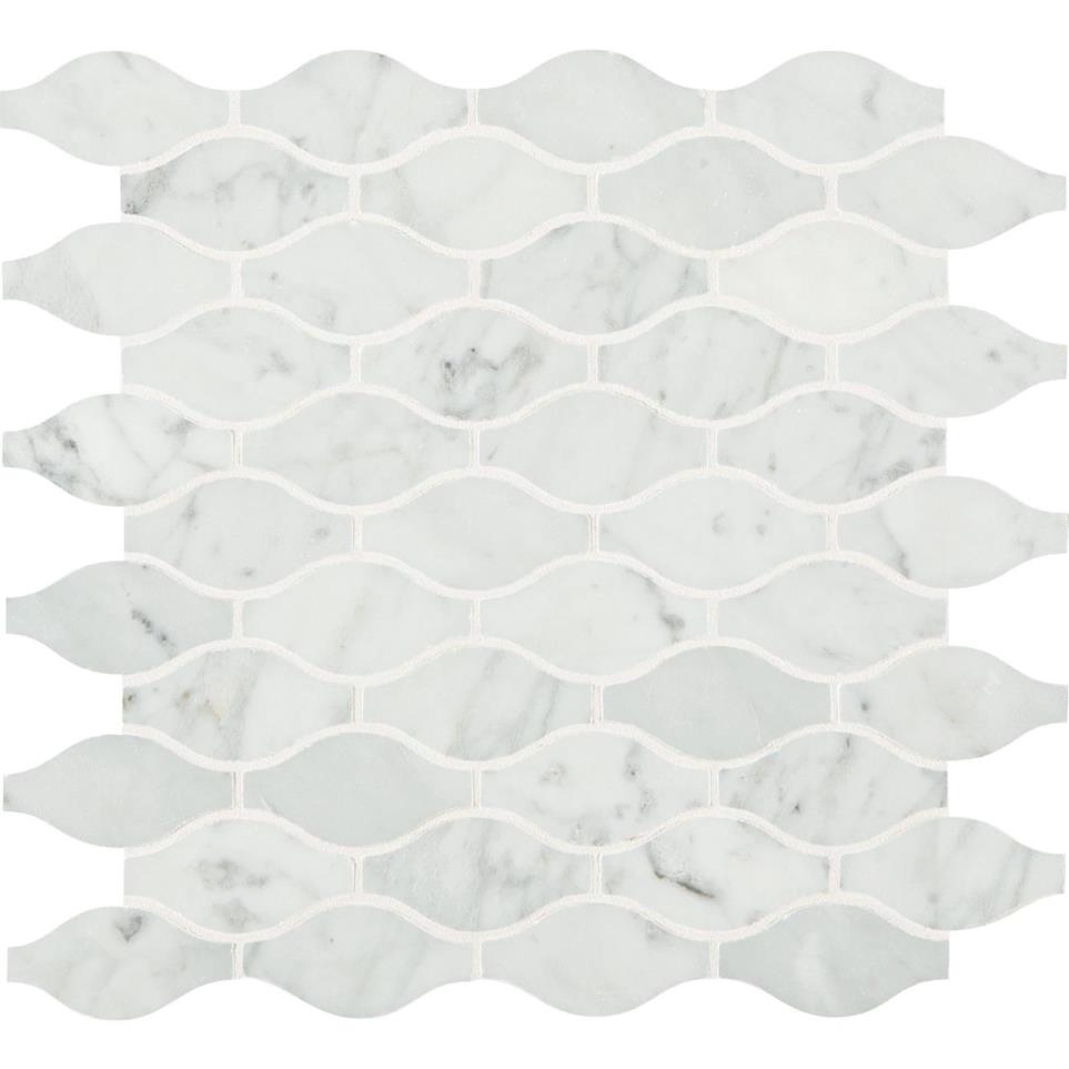 Mosaic Carrara White Polished White Tile