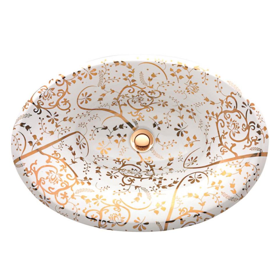 Bath White/Gold  Bathroom Sinks