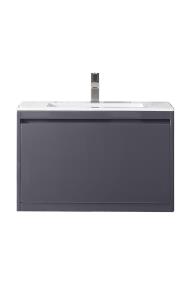 Base with Sink Top Modern Grey Glossy Grey / Black Vanities