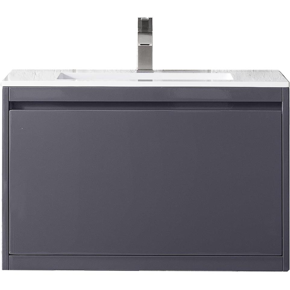 Base with Sink Top Modern Grey Glossy Grey / Black Vanities