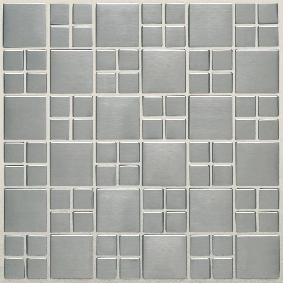 Mosaic Brushed Stainless Steel Satin Gray Tile