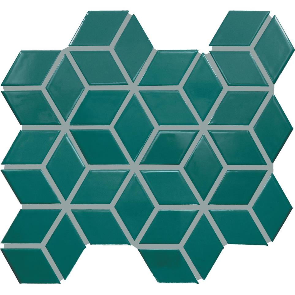 Mosaic Peacock Glossy Green Tile