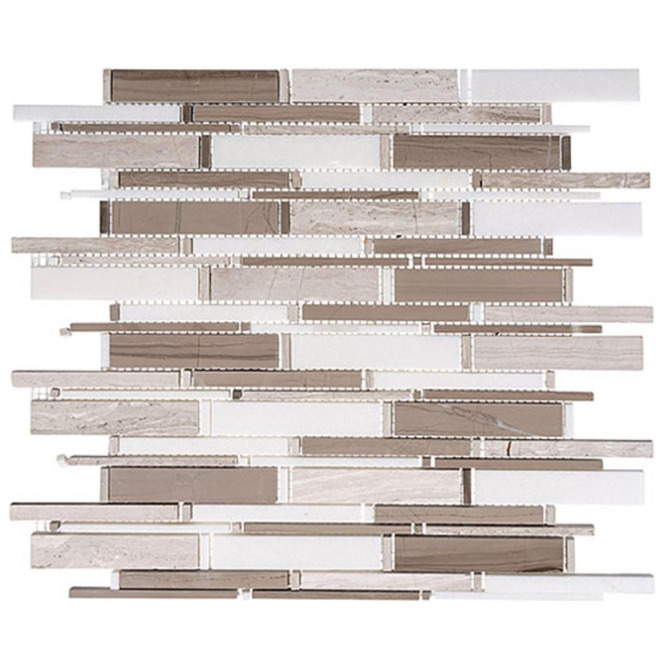 Mosaic Wooden White+Athen Gray+Thassos Mix Beige/Tan Tile