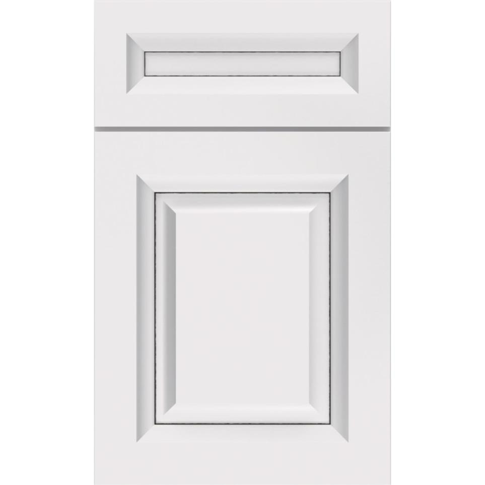 5 Piece White With Amaretto Creme Detail Glaze - Paint 5 Piece Cabinets