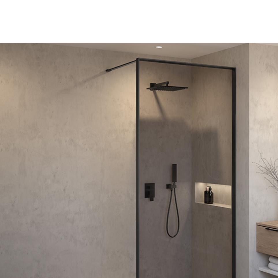 Accessories Matte Black With Clear Glass Black Showers