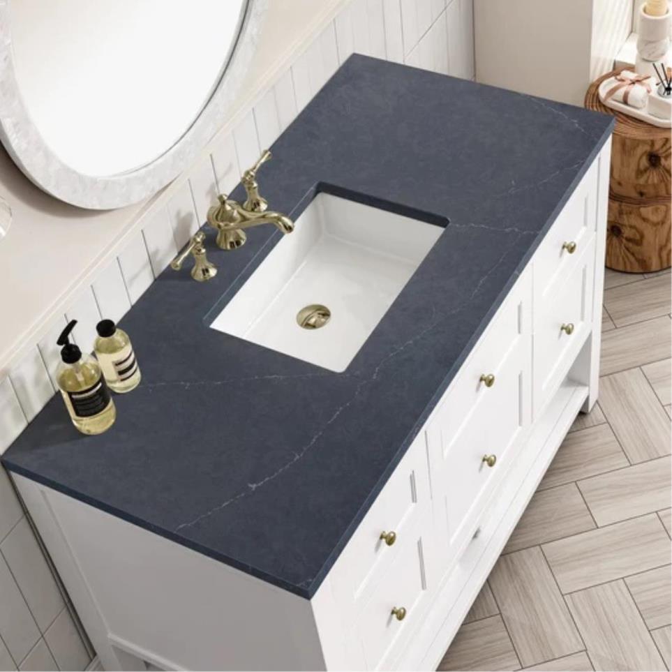 Base with Sink Top Bright White White Vanities