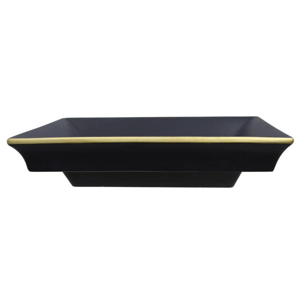 Bath Mtte Black With Brushed Gold Band  Bathroom Sinks