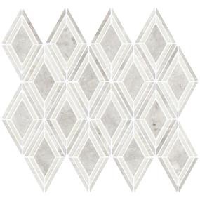 Mosaic Argyle Blend White Polished White Tile