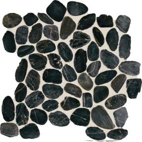 Mosaic Black River Saw Cut Black Tile