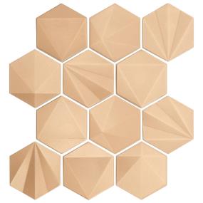 Mosaic Champagne Gold Satin Beige/Tan Tile
