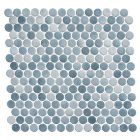 Mosaic Seashore Waves Blue Tile