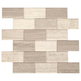 Mosaic Chenille White Honed Beige/Tan Tile