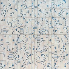 Tile Natural Deco Leaf Glossy Blue Tile