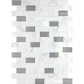 Mosaic White Carrara and Glass Polished Gray Tile