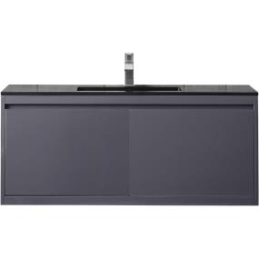 Base with Sink Top Modern Grey Glossy Grey / Black Vanities