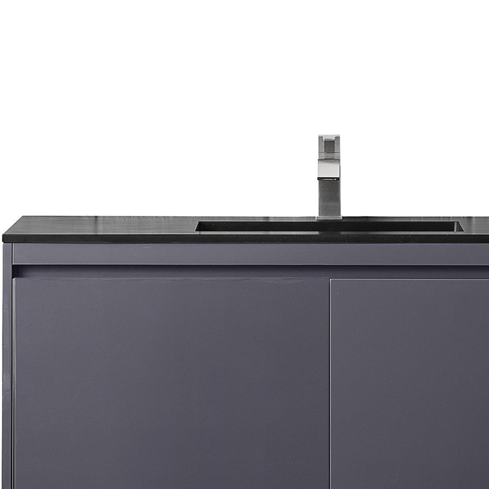 Base with Sink Top Modern Grey Glossy Grey / Black Vanities