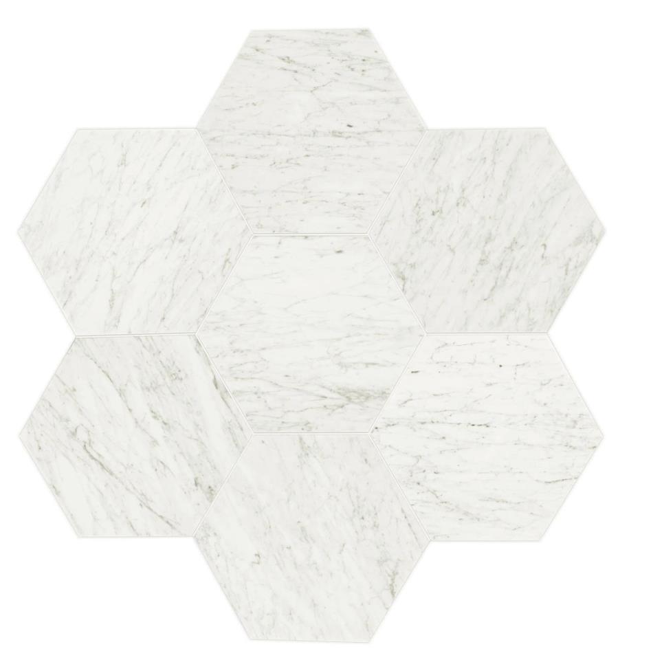 Mosaic Carrara White Polished White Tile