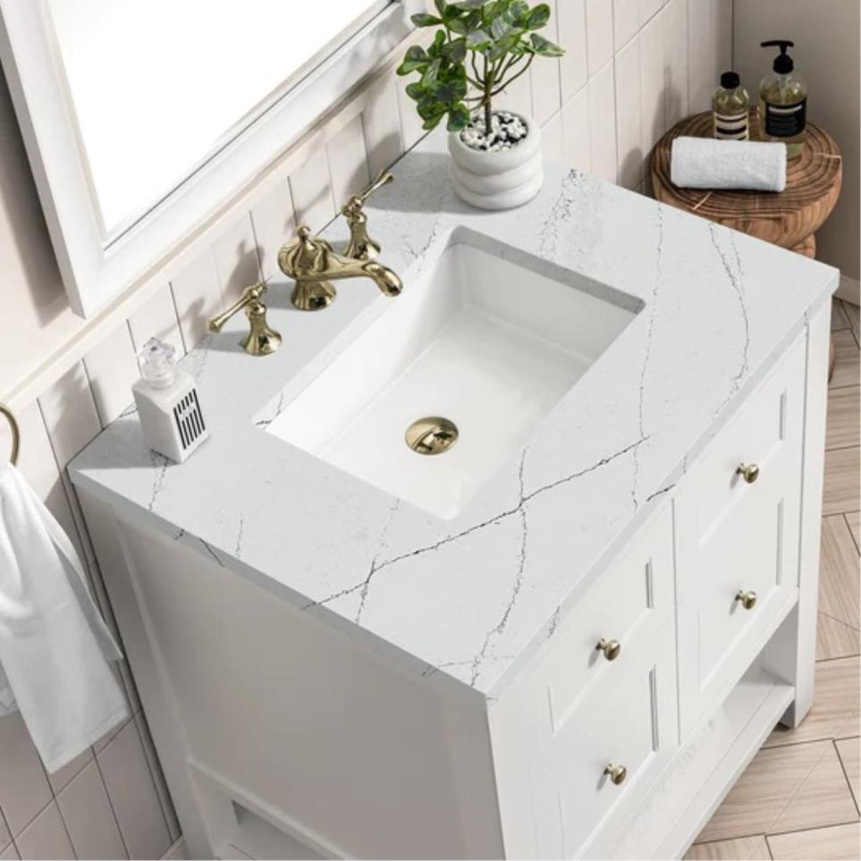 Base with Sink Top Bright White White Vanities