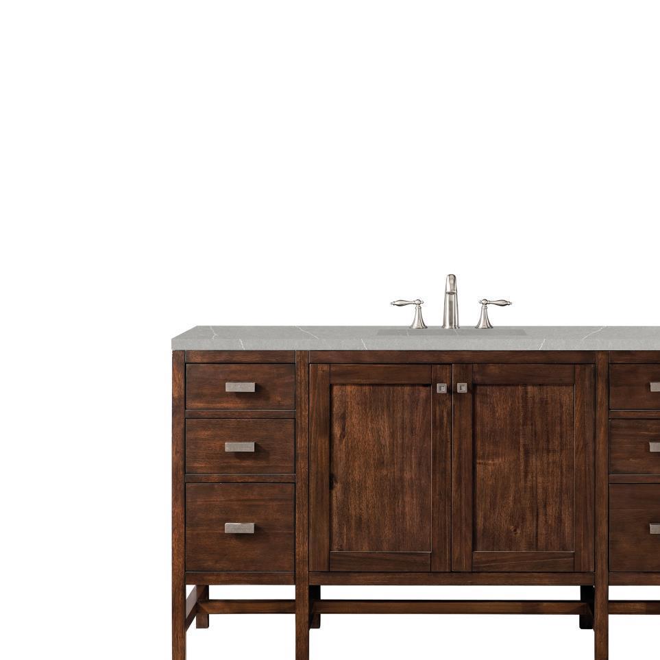 Base with Sink Top Mid Century Acacia Dark Finish Vanities