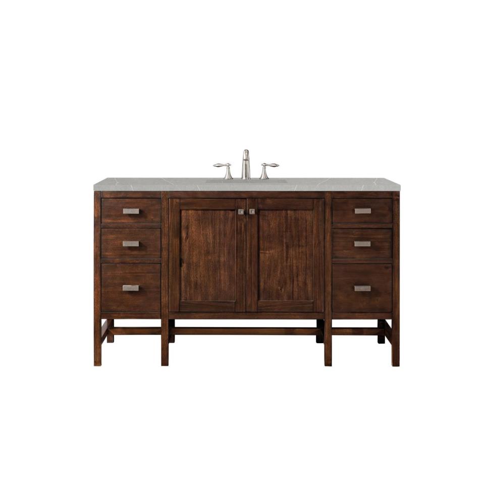 Base with Sink Top Mid Century Acacia Dark Finish Vanities