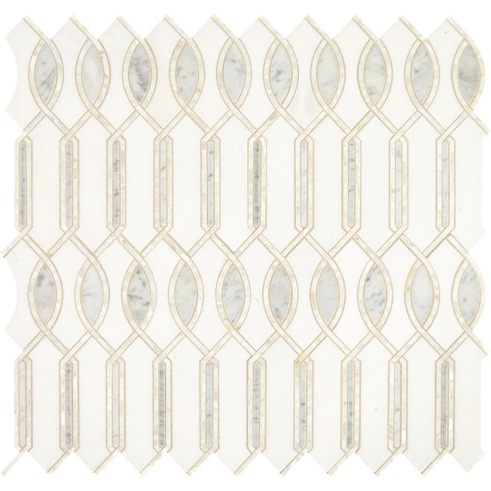 Mosaic Carrara/Thassos/Mother Pearl Polished White Tile
