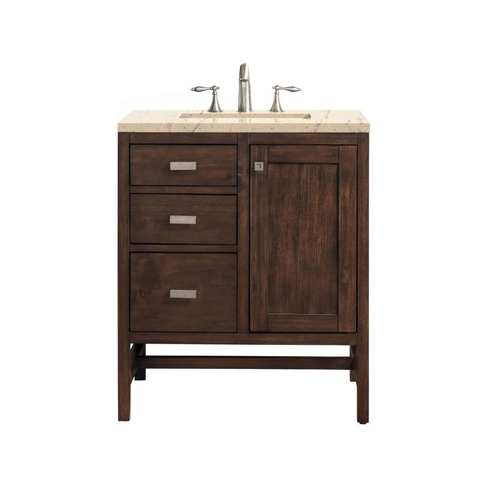 Base with Sink Top Mid Century Acacia Dark Finish Vanities