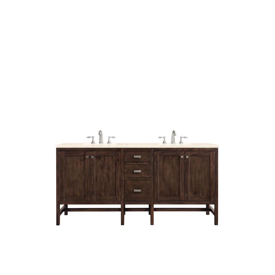 Base with Sink Top Mid Century Acacia Dark Finish Vanities