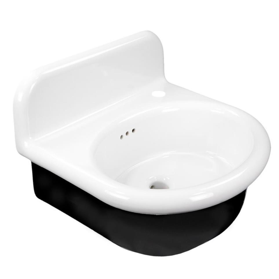 Bath Porcelain Enamel Glaze White With Black  Bathroom Sinks