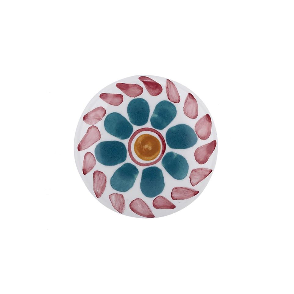 Knob Green Flower White Knobs