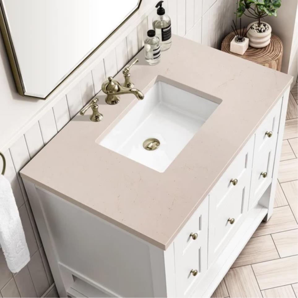 Base with Sink Top Bright White White Vanities