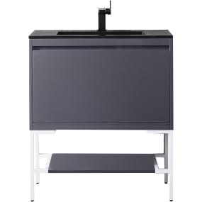 Base with Sink Top Modern Grey Glossy Grey / Black Vanities