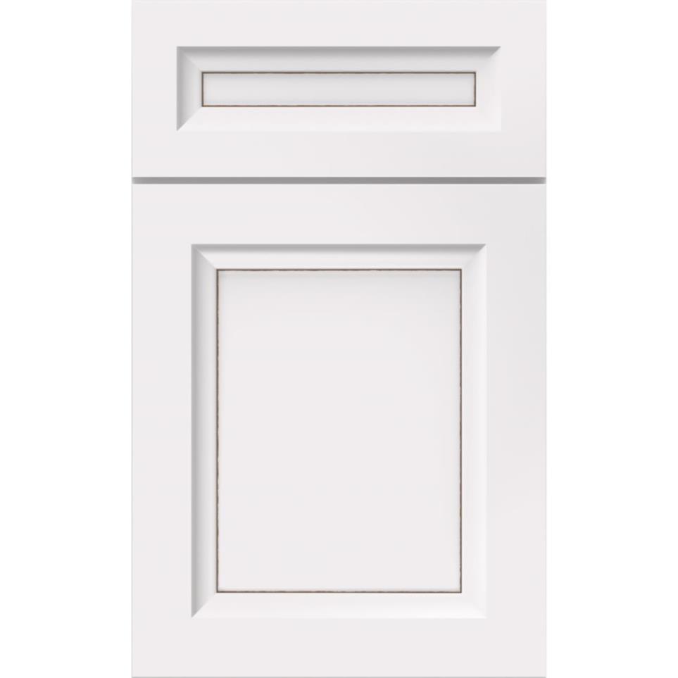 5 Piece White With Toasted Almond Detail Glaze - Paint 5 Piece Cabinets