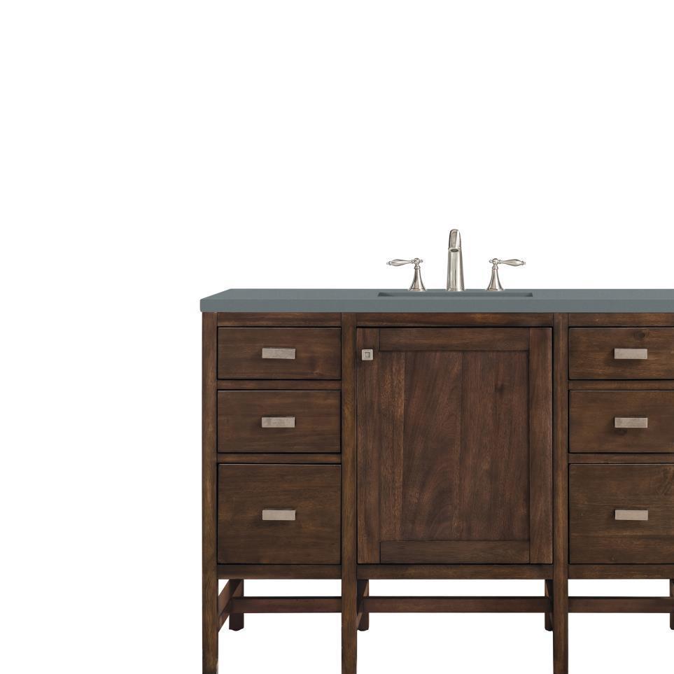 Base with Sink Top Mid Century Acacia Dark Finish Vanities