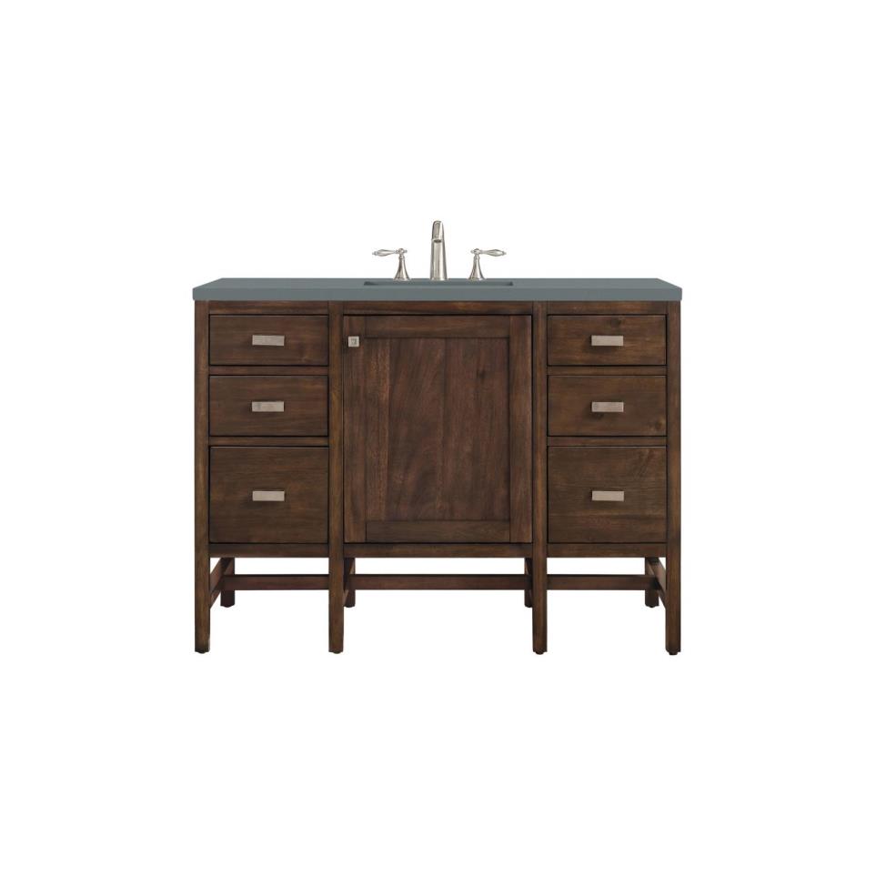 Base with Sink Top Mid Century Acacia Dark Finish Vanities