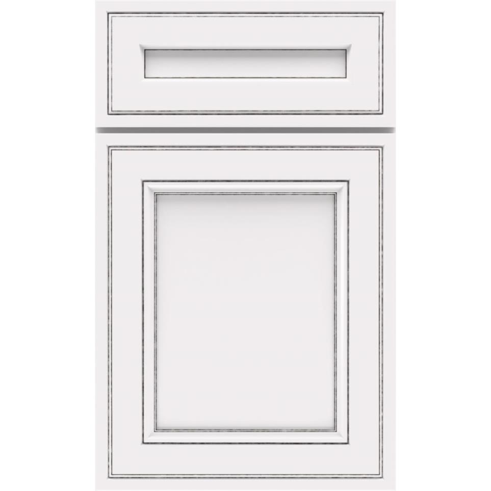 Square White With Amaretto Creme Detail Glaze - Paint Square Cabinets