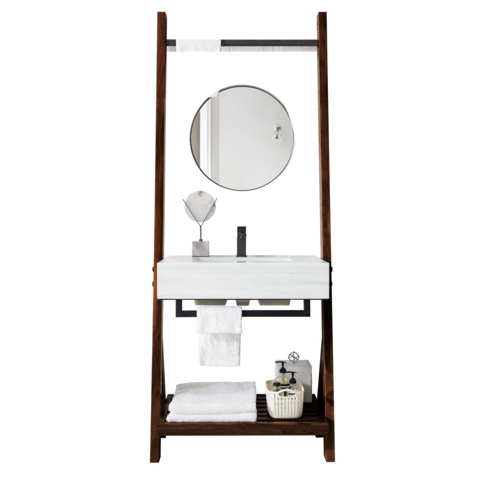 Base with Sink Top Mid Century Walnut Dark Finish Vanities