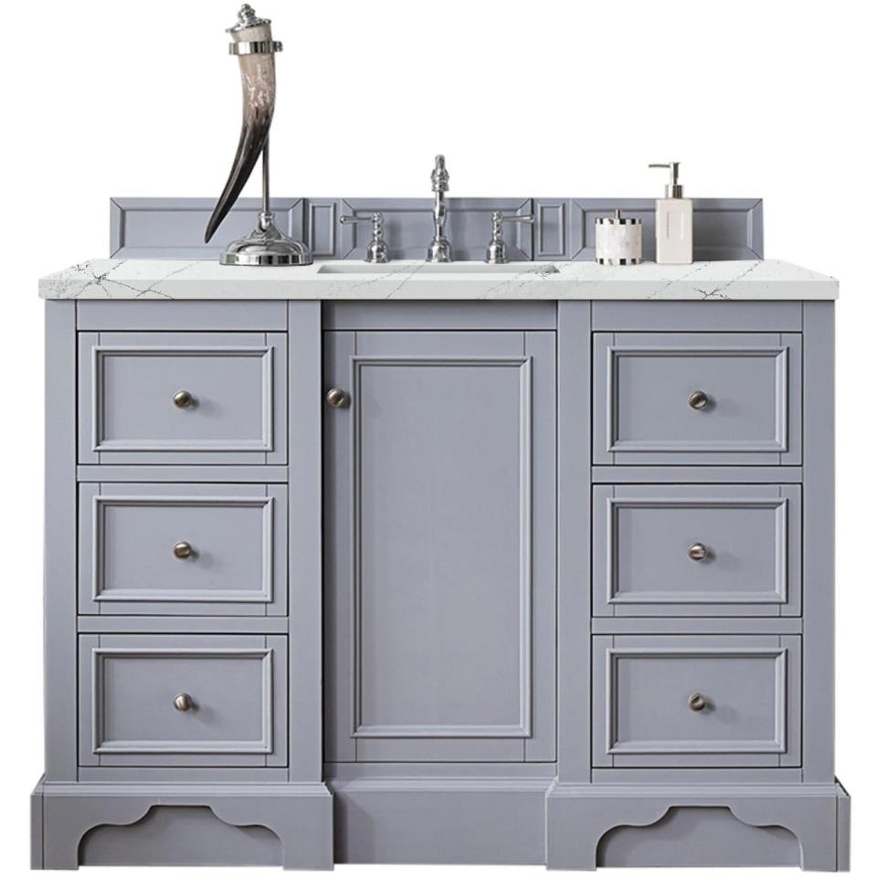 Base with Sink Top Silver Gray Grey / Black Vanities