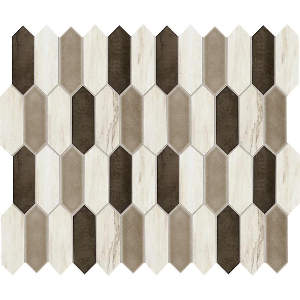 Mosaic Pier White Blend Mix Brown Tile