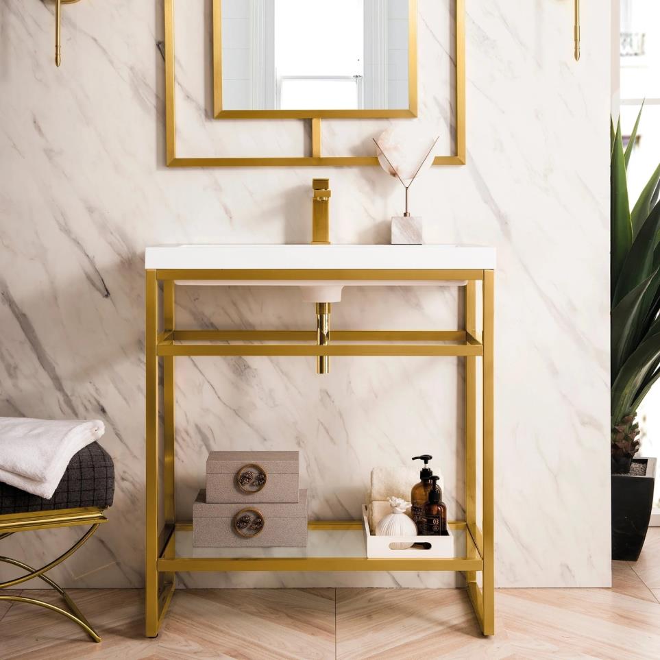 Base with Sink Top Radiant Gold Metal Tones Vanities