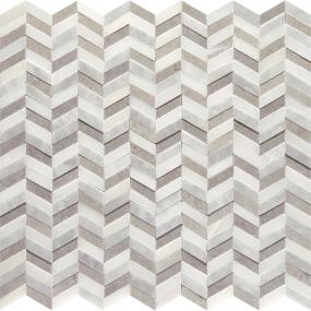 Mosaic White and Gray Blend Polished White Tile