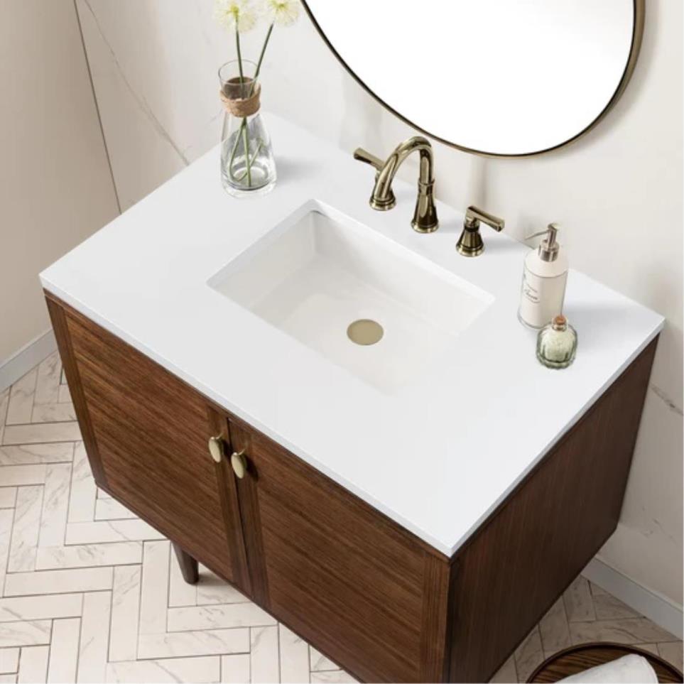 Base with Sink Top Mid-Century Walnut Dark Finish Vanities