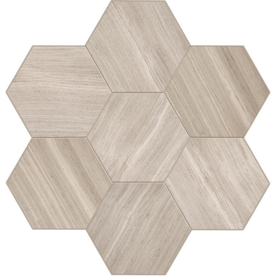 Mosaic Chenille White Honed Beige/Tan Tile