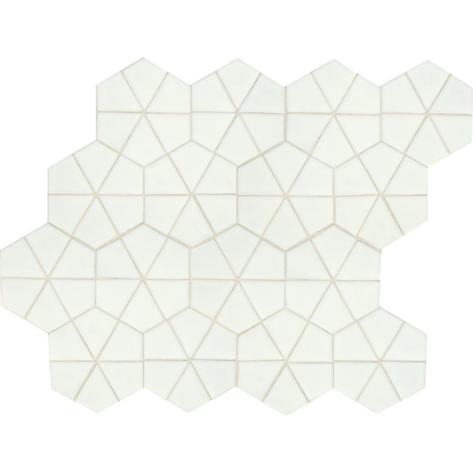 Mosaic Kaleidoscope White Glossy White Tile