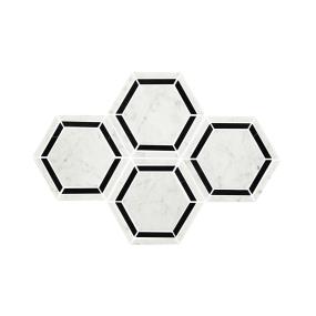 Mosaic Black/White Polished White Tile