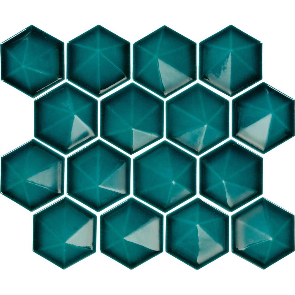 Mosaic Aquamarine Glossy Green Tile
